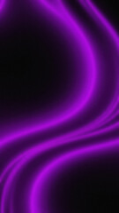 Abstract image featuring wavy bands of vibrant purple gradient illumination against a dark largely black background