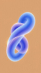 Obraz premium Blurred render of a looped twisted blue and purple gradient tube shape isolated on an ochre colored background