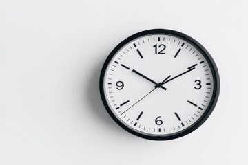 Modern Wall Clock with Black Frame and Simple White Face Design