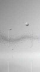 Microscopic view showing blurred cells and lines against a light grey background