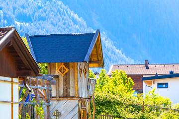 Lechtal Austria alpine mountain landscape panorama and village.