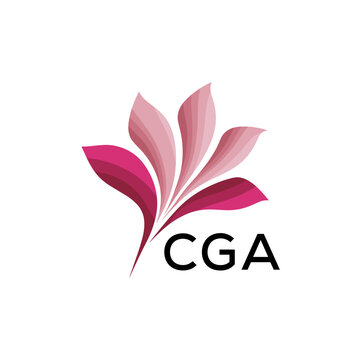 CGA "Creative Bloom Logo Concept with Gradient Leaves" CGA Later Logo, Elegant Abstract Floral Logo Design in Pink Shades"
