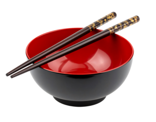 Elegant bowl with chopsticks for Asian cuisine.