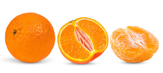 Mandarin or tangerine on transparent png (Image from camera)