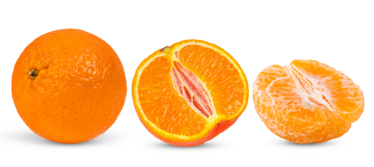 Mandarin or tangerine on transparent png (Image from camera)