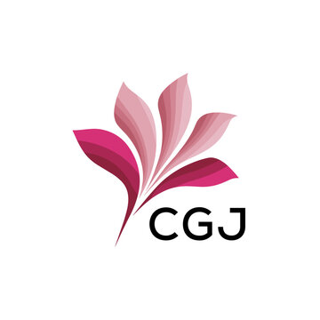 CGJ "Creative Bloom Logo Concept with Gradient Leaves" CGJ Later Logo, Elegant Abstract Floral Logo Design in Pink Shades"
