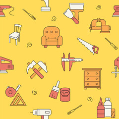 Bright seamless background with repair tools
