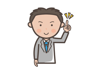 ポイントを説明する若い男性ビジネスマンの上半身イラスト