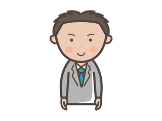笑顔で正面を向く若い男性ビジネスマンの上半身イラスト