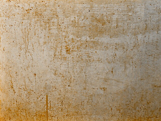 Dirty concrete wall with rusty stains and rough surface texture showing signs of aging and decay. Industrial background with strong urban feel and damaged concrete.