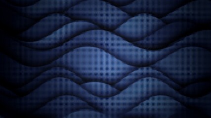Abstract deep blue background featuring layered paper-cut style wavy shapes, creating a smooth, dimensional, and tranquil texture