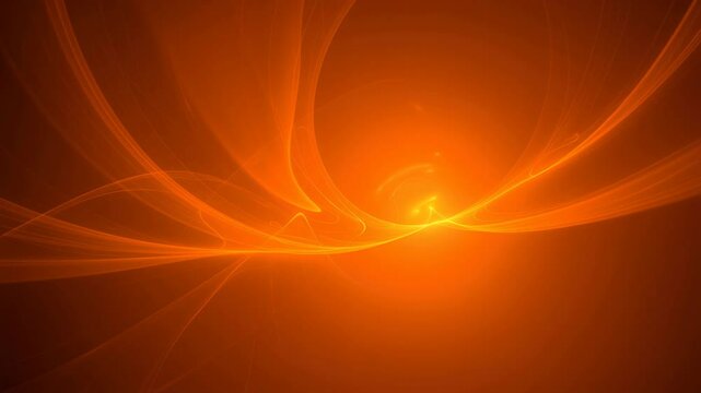 Abstract orange light waves flowing across dark background  