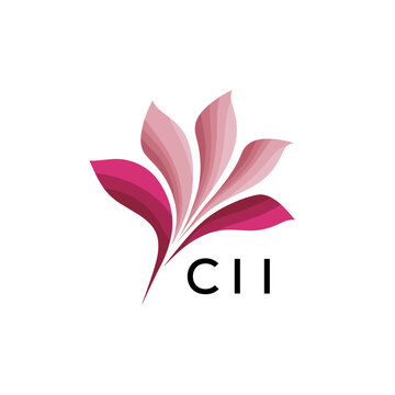 CII "Creative Bloom Logo Concept with Gradient Leaves" CII Later Logo, Elegant Abstract Floral Logo Design in Pink Shades"
