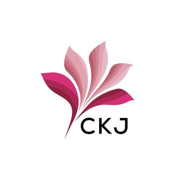 CKJ "Creative Bloom Logo Concept with Gradient Leaves" CKJ Later Logo, Elegant Abstract Floral Logo Design in Pink Shades"
