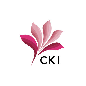 CKI "Creative Bloom Logo Concept with Gradient Leaves" CKI Later Logo, Elegant Abstract Floral Logo Design in Pink Shades"
