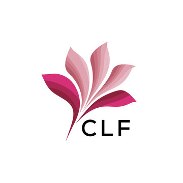 CLF "Creative Bloom Logo Concept with Gradient Leaves" CLF Later Logo, Elegant Abstract Floral Logo Design in Pink Shades"
