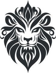 Fototapeta premium Abstract black and white stylized lion head illustration symbolizing strength and power