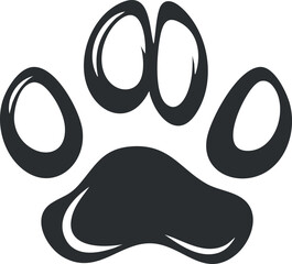 Black silhouette of an animal paw print symbol representing pet or wildlife footprints