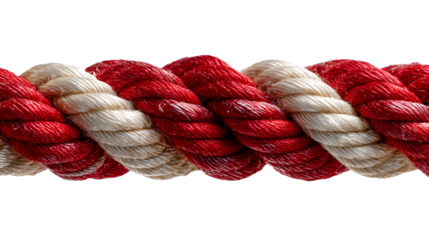 Close-Up of Red and White Twisted Rope