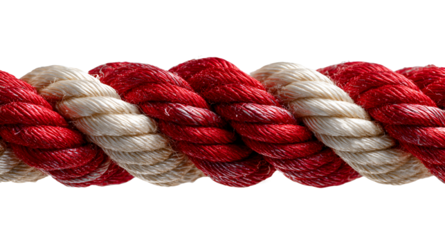 Close-Up of Red and White Twisted Rope