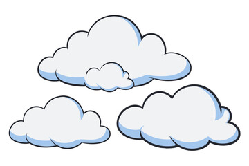 Cartoon clouds set white fluffy sky weather