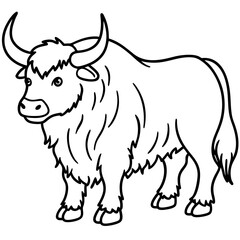 Monoline Yak Animal Vector Icon