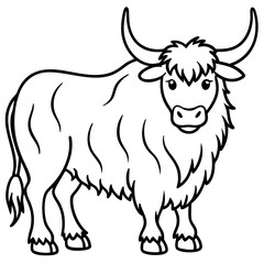 Monoline Yak Animal Vector Icon