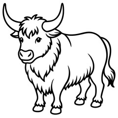 Monoline Yak Animal Vector Icon