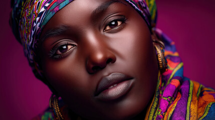 Obraz premium Elegant Portrait of a Woman with Vibrant Cultural Attire