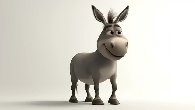 Happy cartoon donkey walking.