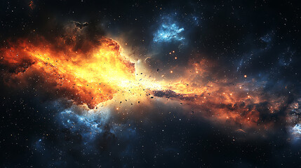 Fototapeta premium Cosmic Inferno: A Spectacular Display of Stellar Formation and Destruction
