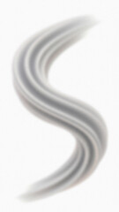 Gray S shaped smoke trail swirling across a white background Abstract Isolated
