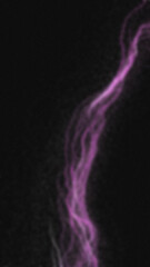 Swirling blurred stream of vibrant pink light diagonally ascending against a stark black background