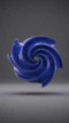 Abstract blurred view of a swirling spiraling blue object against a dark gray gradient background