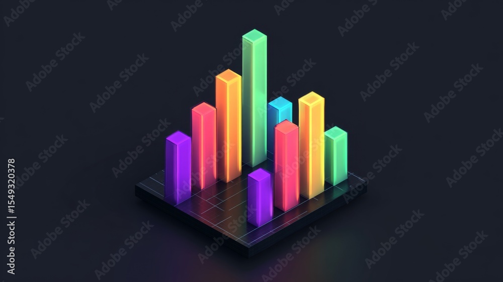 Aufkleber A minimalistic D bar graph with a transparent background, featuring colorful bars with sleek lines, illustrating data trends in a modern and clean design.