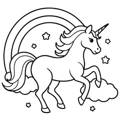 Naklejka premium Unicorn Coloring Page for Kids – Magical, Rainbow, and Adorable Design