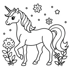 Fototapeta premium Unicorn Coloring Page for Kids – Magical, Rainbow, and Adorable Design
