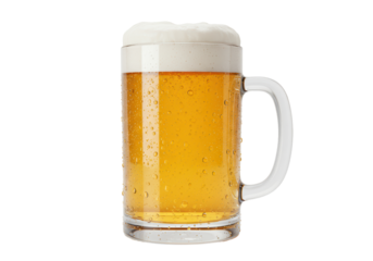 Isolated Mug of Beer with Foam and Condensation
