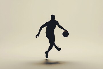 Dynamic basketball player dribbling studio setup action shot minimalist background low angle sports performance