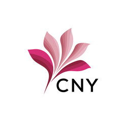 CNY "Creative Bloom Logo Concept with Gradient Leaves" CNY Later Logo, Elegant Abstract Floral Logo Design in Pink Shades"
