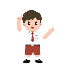 Indonesian elementary student with explanation pose