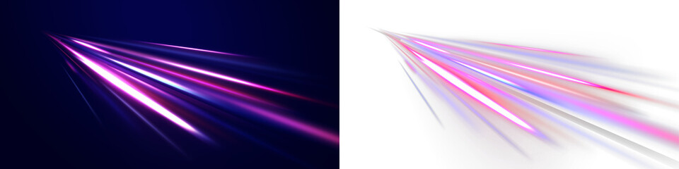 Futuristic Neon Road Curve Wavy Vector Line with Vortex Twirl Effect, Blue and Red Background, Speed Movement in Wool Like World Illustration with Annotation