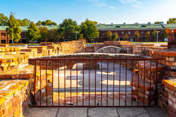 Old Brest Fortress castle building walls and gates ruins Belarus.
