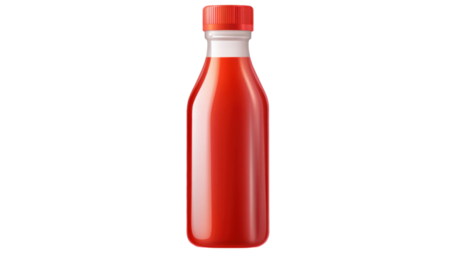 Title: Red Squeeze Plastic Bottle with Cap Isolated on White Background