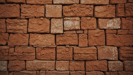Fototapeta premium Terracotta Stone Wall Texture with Pitted Natural Grain