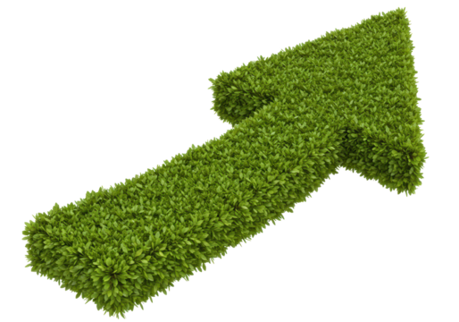 Isolated Bushy Green Arrow Pointing Upwards