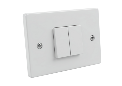 Isolated White Double Light Switch with Screws