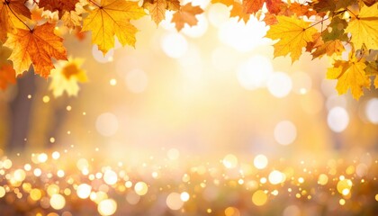 Fototapeta premium Autumn leaves falling forest nature photography warm atmosphere close-up seasonal beauty