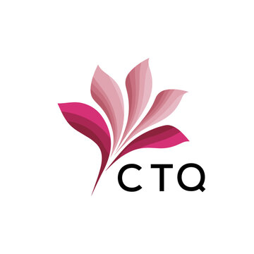 CTQ Abstract Pink Flower Petals Logo with Typography , CTQ Later Logo, Elegant Gradient Botanical Emblem with Text CTQ , Creative Nature-Inspired Logo Concept Isolated on White.
