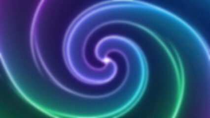 Blurred spiral pattern with gradient from green to blue and purple featuring a central luminous point